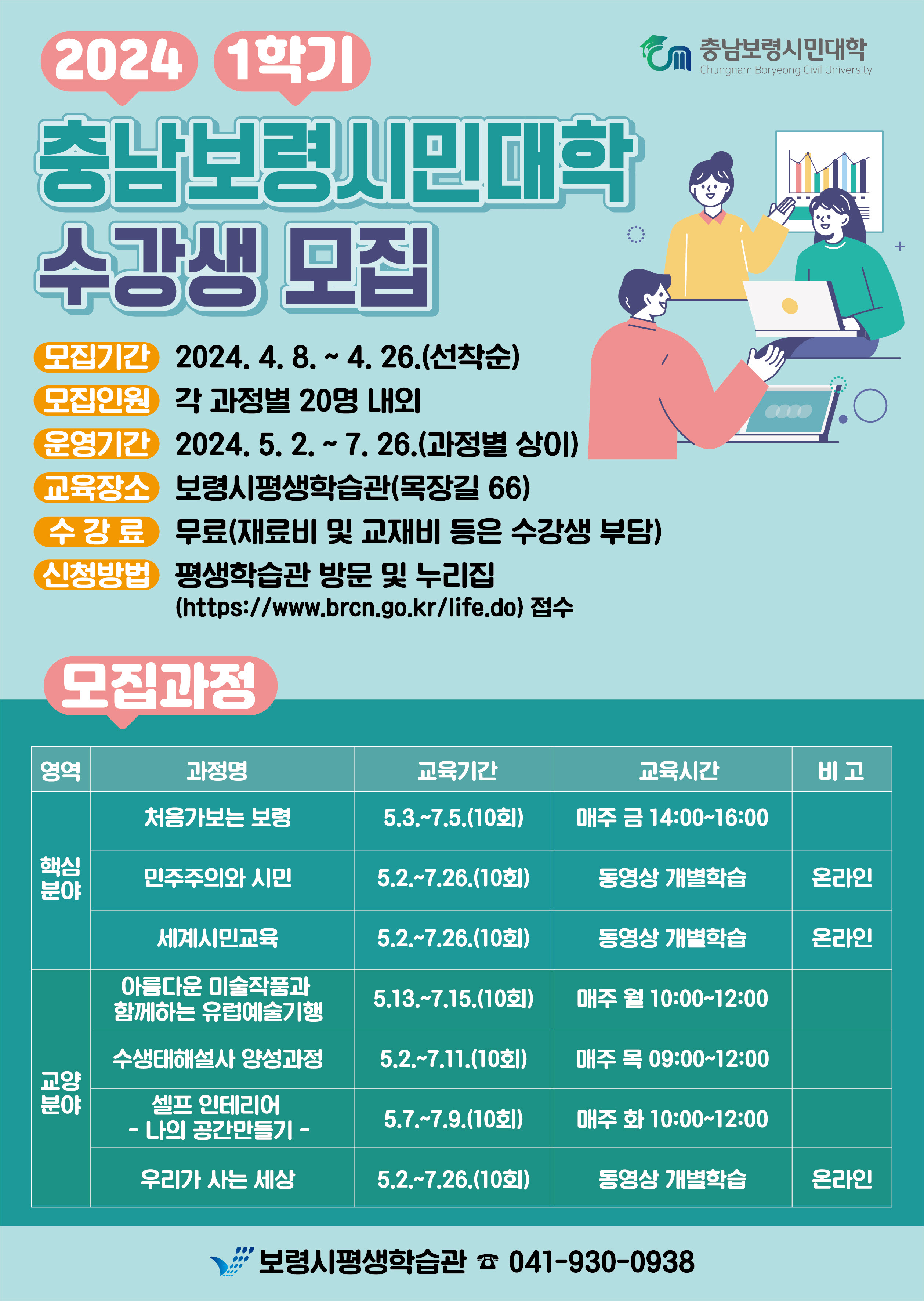 2024 상반기 충남보령시민대학 수강생 모집